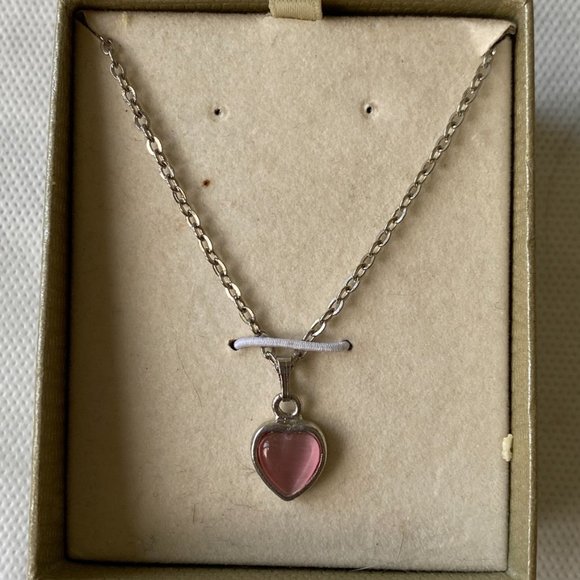 Boxed Pink Heart Silver Necklace - Picture 2 of 6